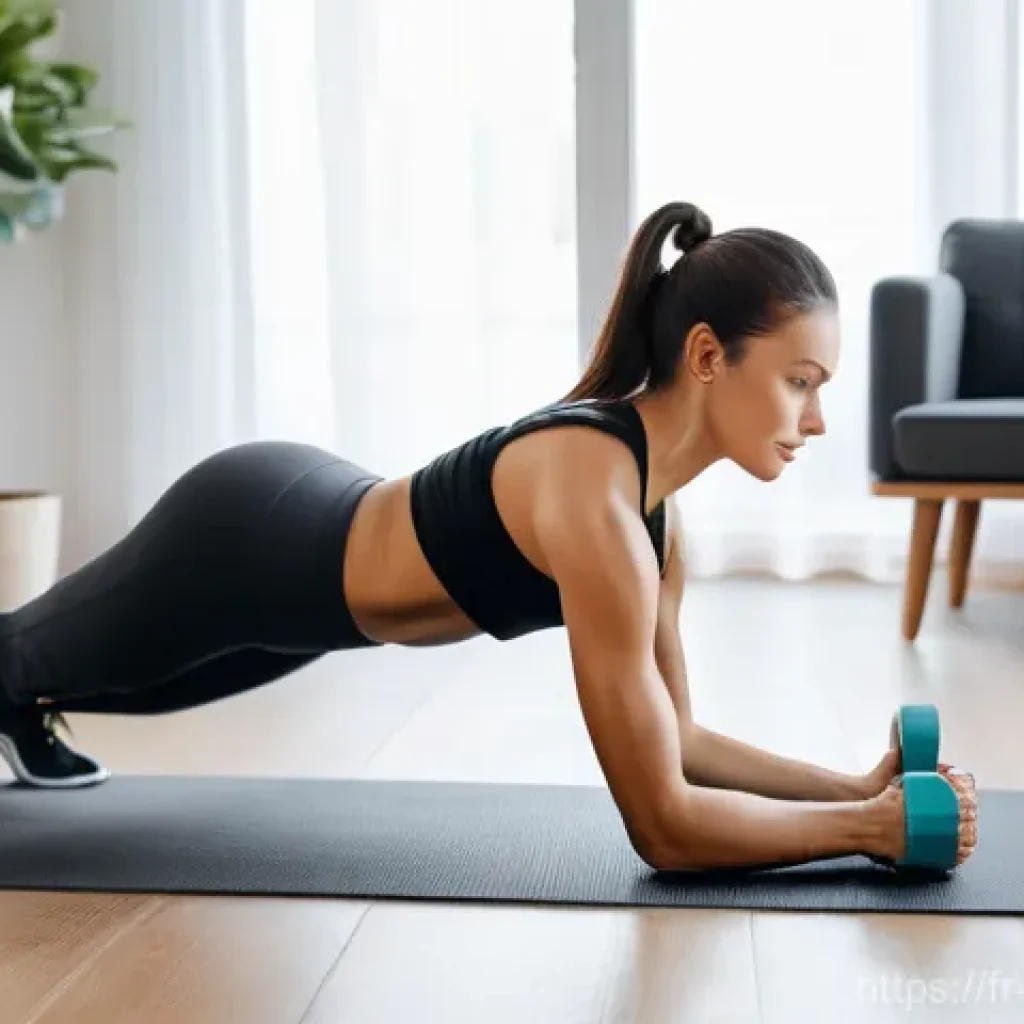 홈트 운동 앱 추천 - **Personalized Home Workout with Virtual Coach**
A determined young woman, in her late 20s, with...